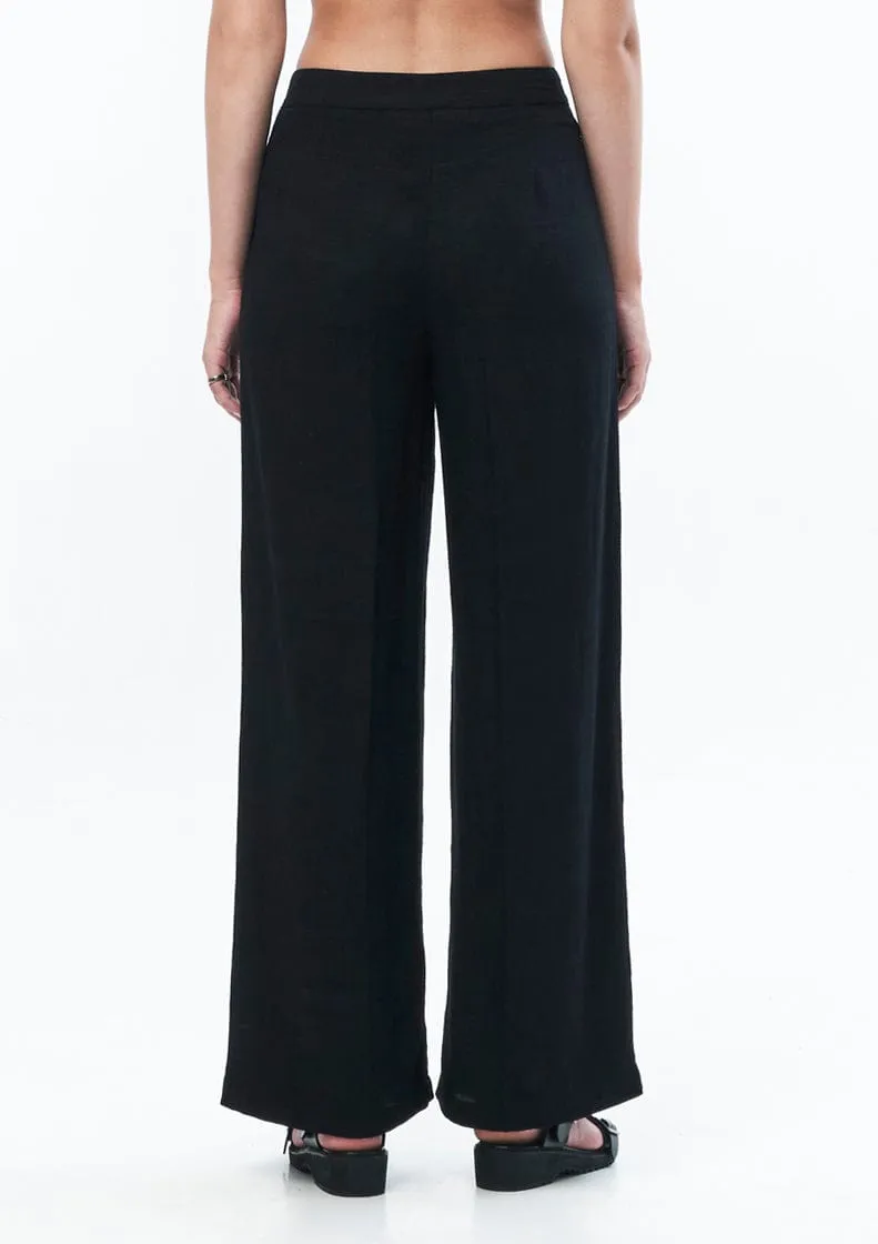 TAILORED LINEN TROUSER IN BLACK