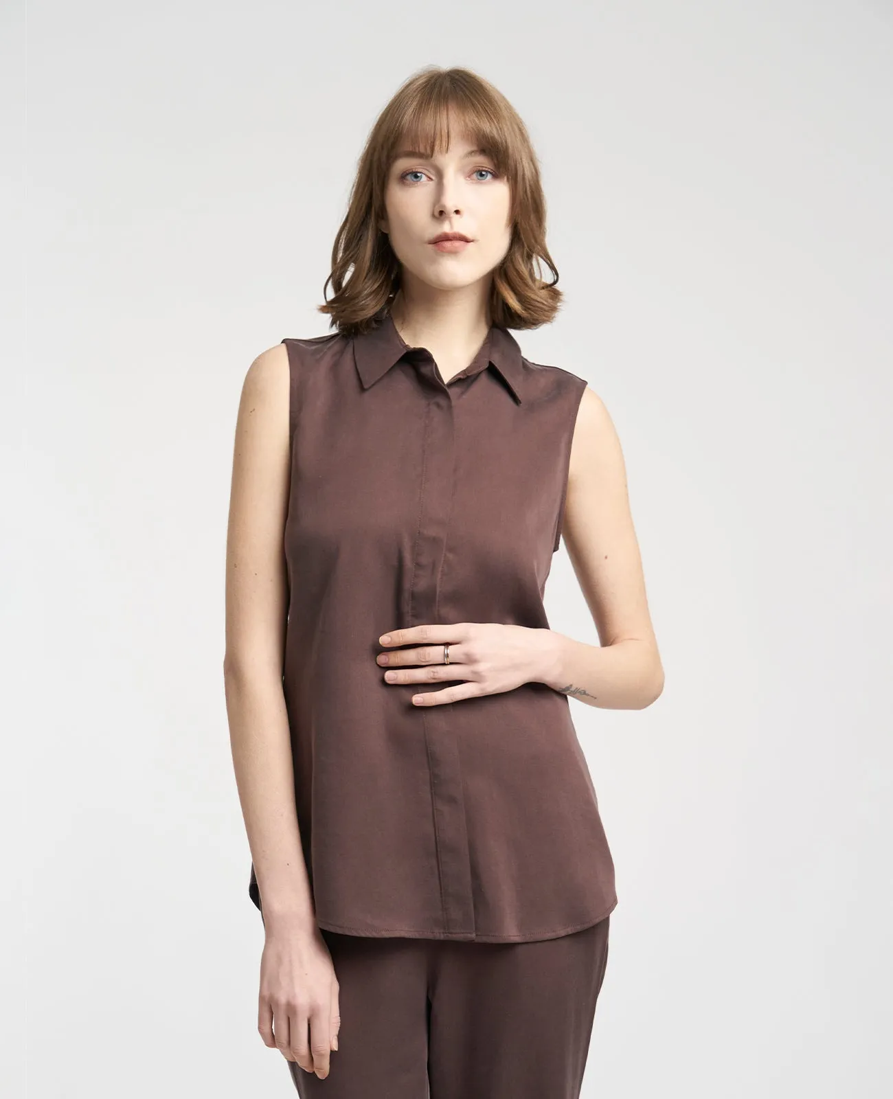 Tencel Sleeveless Shirt