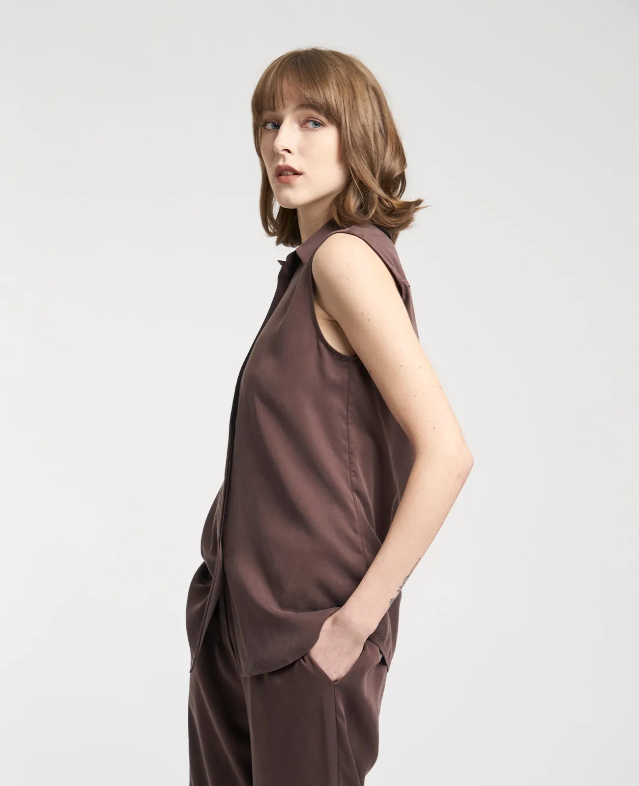 Tencel Sleeveless Shirt