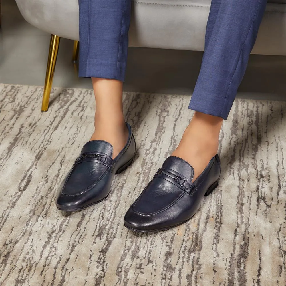 The Helsingborg Blue Mens Leather Loafer