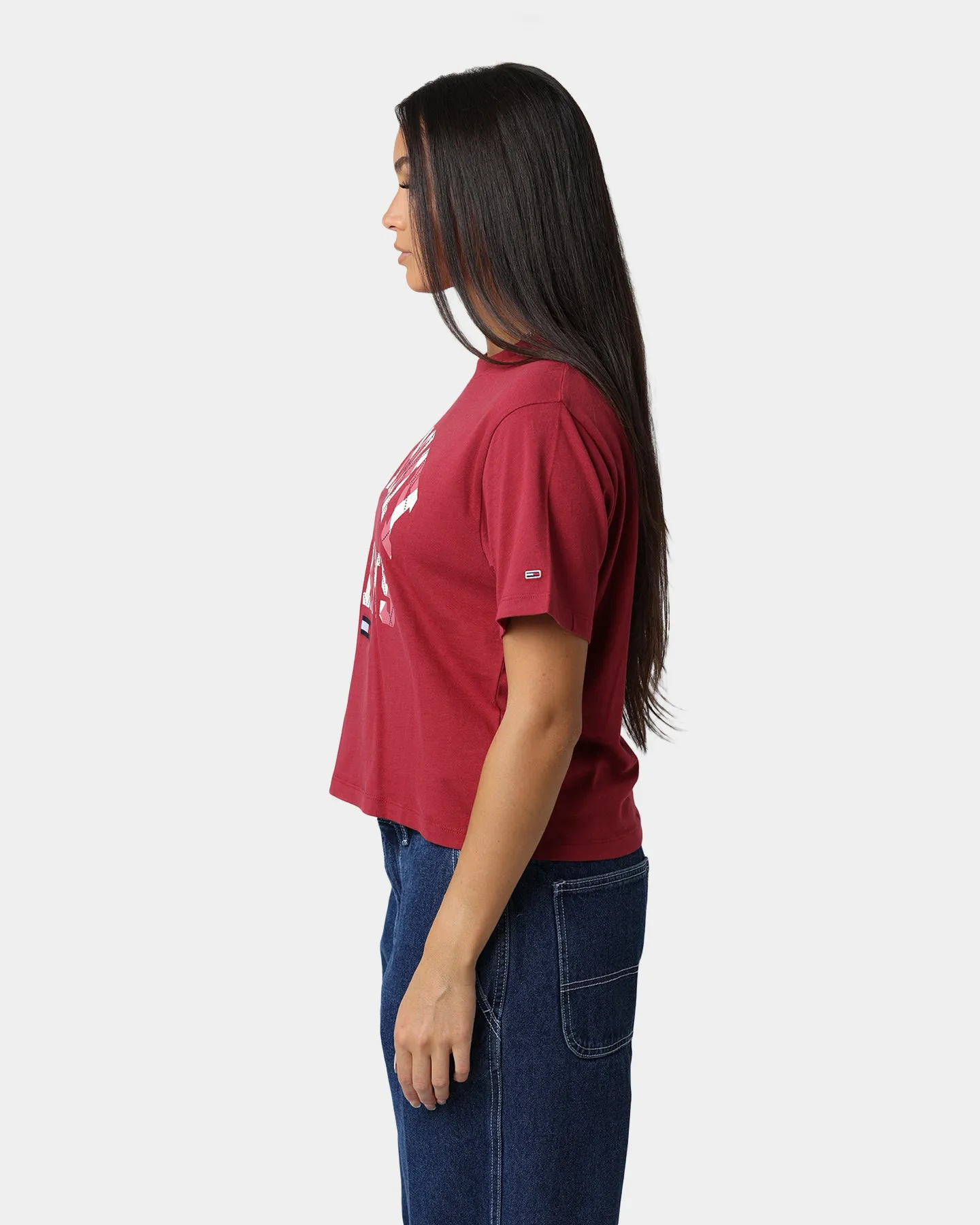 Tommy Jeans Women's Classic College Argyle T-Shirt Cranberry