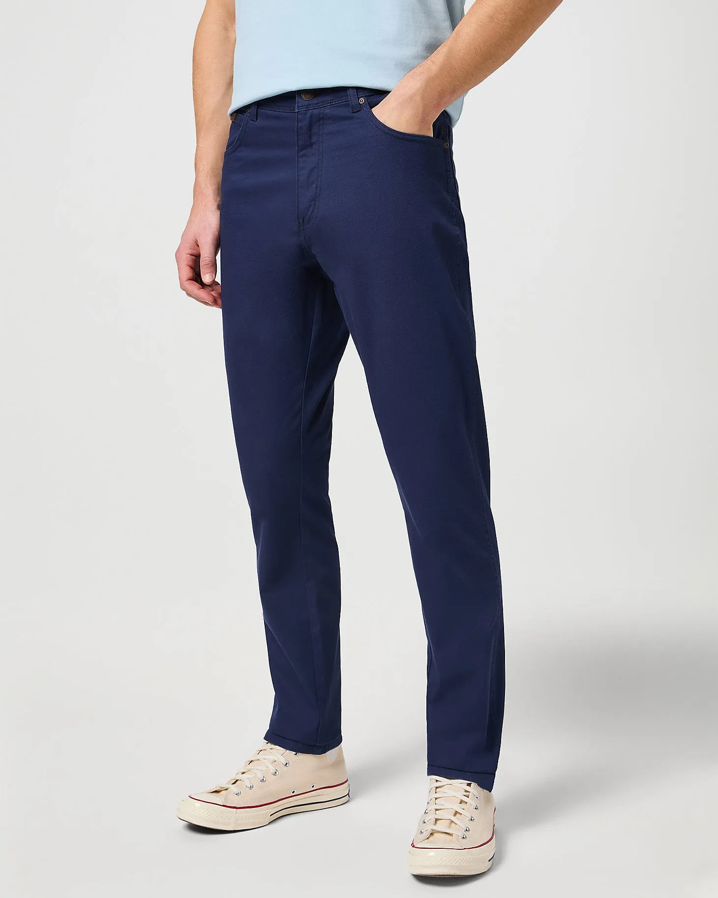 Wrangler Texas SLIM Mens Cotton Satin Trousers - Dark Navy